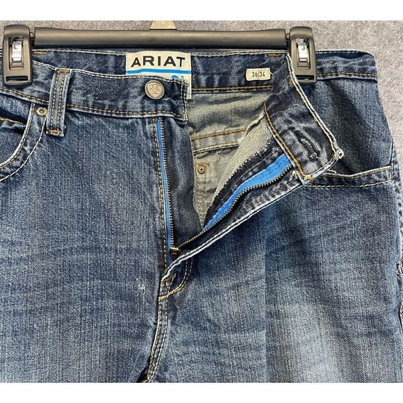 ARIAT Jeans Men’s Size 36/34 Blue Denim Straight Leg Relaxed Fit Western Style - Picture 5 of 11